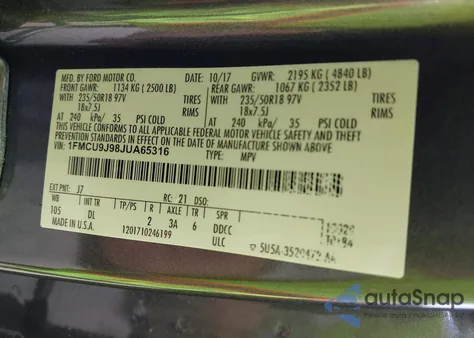 2018 Ford Escape Titanium from USA, damaged, VIN 1FMCU9J98JUA65316